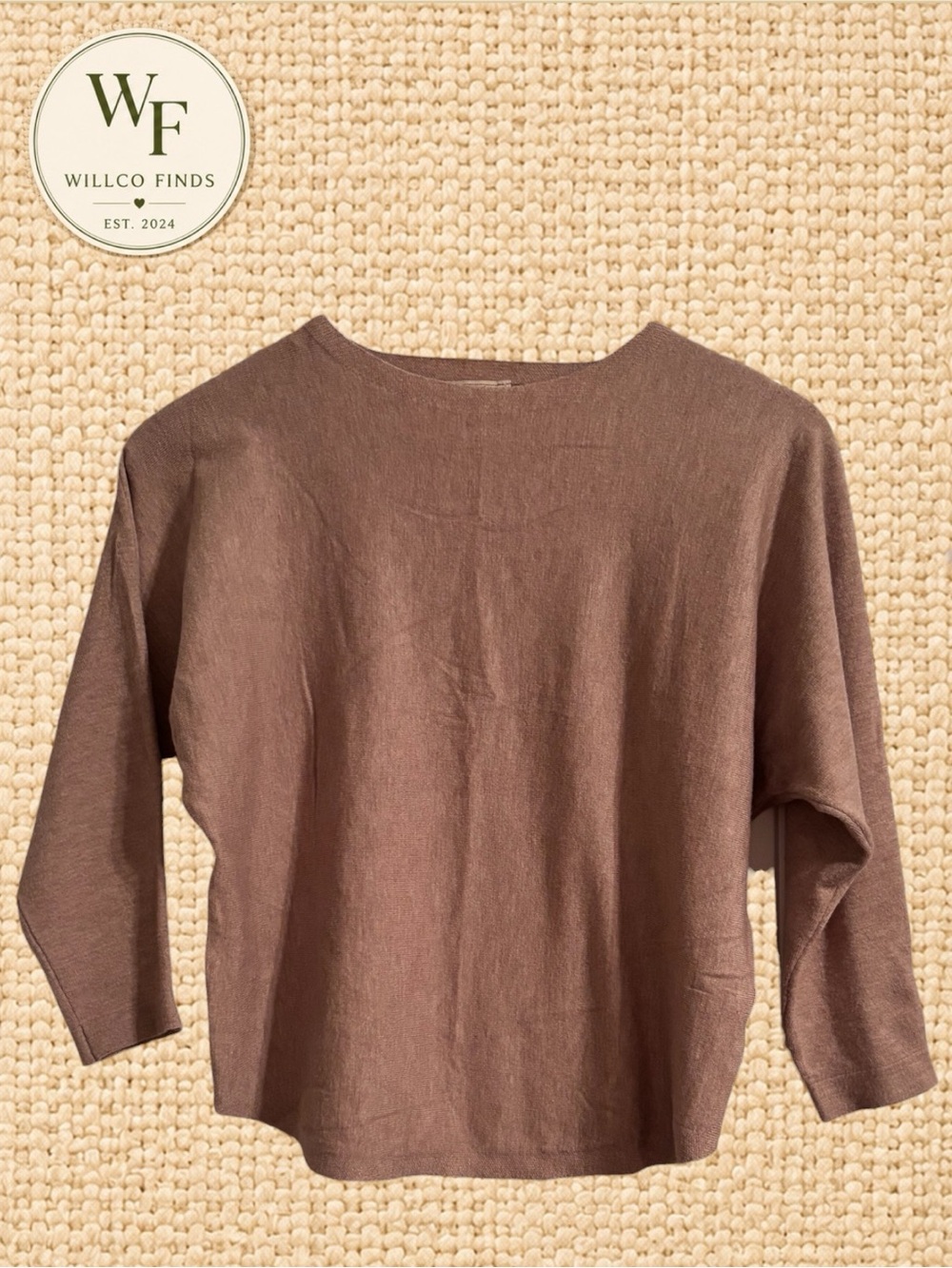 Sioni Women’s M Taupe Mocha Dolman Batwing Sleeve Sweater Boat Neck Rayon Blend